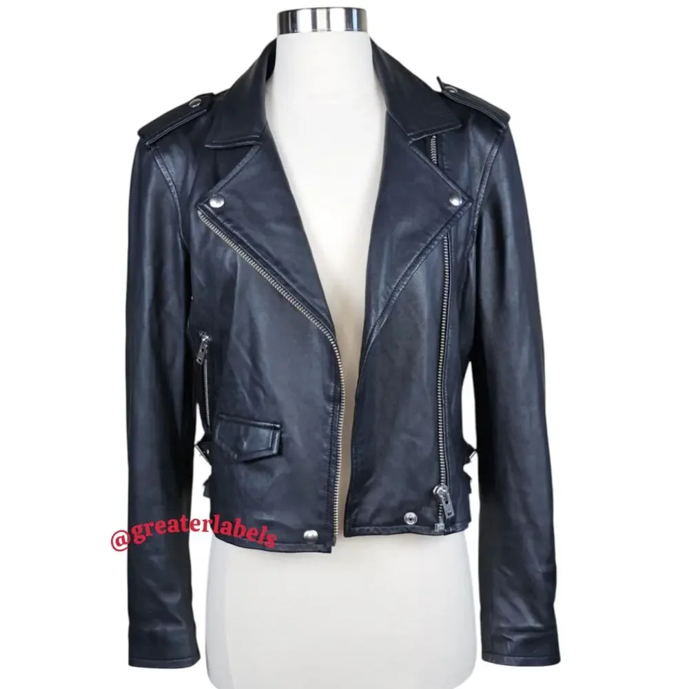 IRO Ashville Black Lambskin Leather Moto Biker Jacket RARE Size US 10 EU 42 - Picture 11 of 15